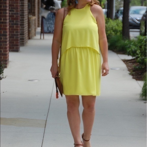 Bar lll Electric Citron Yellow Dress Large - Picture 1 of 7